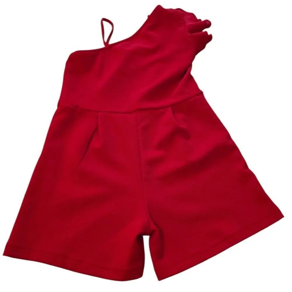 Kids Red Ruffle Sleeve Romper - Picture 2 of 2